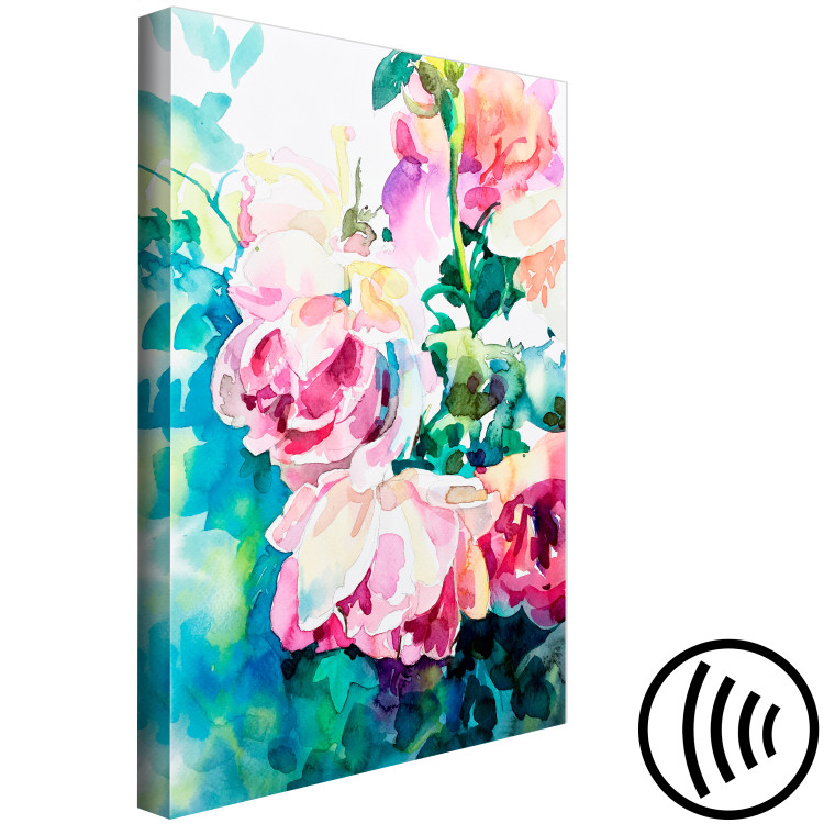 Canvas Print Pink Roses - Bouquet of Flowers and Plants Painted With Watercolor 149819 additionalImage 6