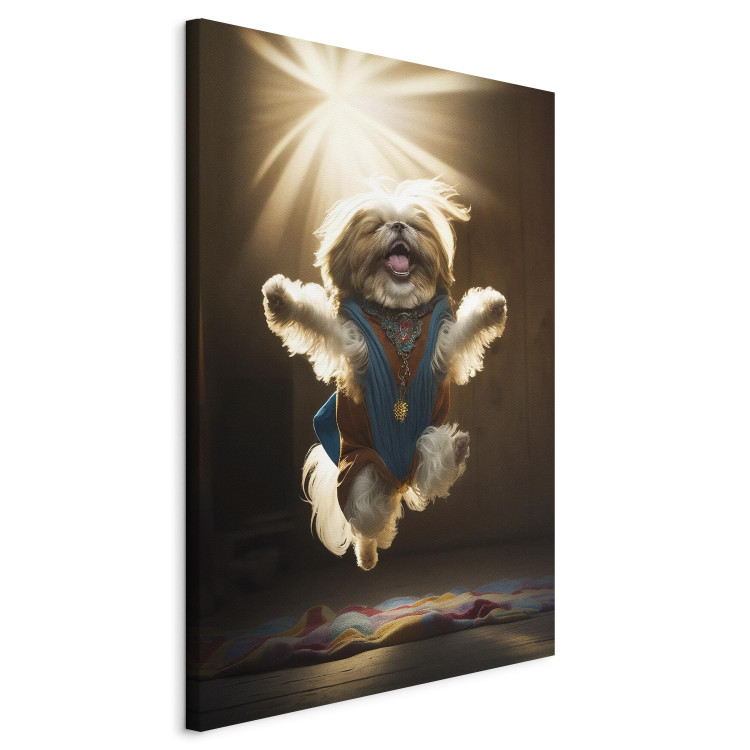 Canvas Print AI Shih Tzu Dog - Jumping Animal Against the Rays of the Sun - Vertical 150119 additionalImage 2