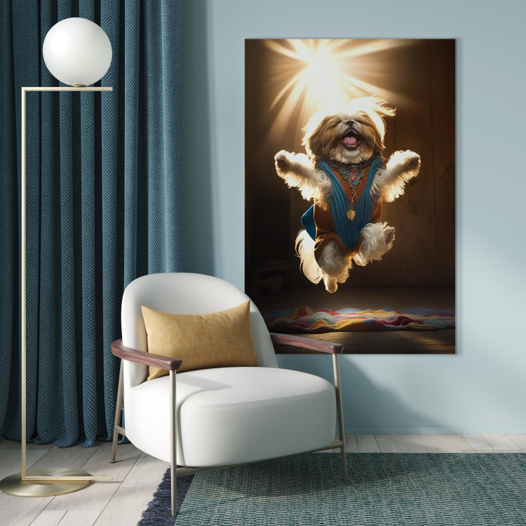 Canvas Print AI Shih Tzu Dog - Jumping Animal Against the Rays of the Sun - Vertical 150119 additionalImage 3