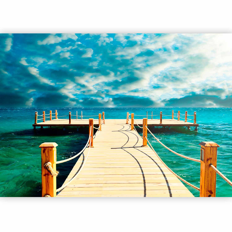 Photo Wallpaper Bridge on the Ocean - Endless Azure Waters of the Ocean and Clouds Above It 151019 additionalImage 1