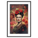 Poster Portrait With Roses - Frida Kahlo on a Brown Background Full of Flowers 152219 additionalThumb 19