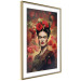 Poster Portrait With Roses - Frida Kahlo on a Brown Background Full of Flowers 152219 additionalThumb 10
