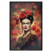 Poster Portrait With Roses - Frida Kahlo on a Brown Background Full of Flowers 152219 additionalThumb 14