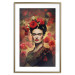 Poster Portrait With Roses - Frida Kahlo on a Brown Background Full of Flowers 152219 additionalThumb 17