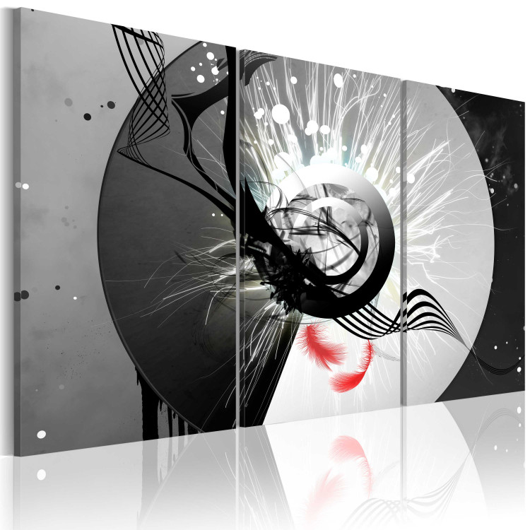 Canvas Print Metal circle & red feathers 56019 additionalImage 2