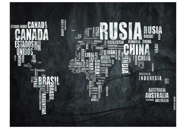 Wall Mural Gray and Black Continents - World Map with Spanish Text 60019 additionalImage 1