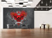 Photo Wallpaper Darkness - Street Art with Red Skulls and Inscription on a Gray Background 60619