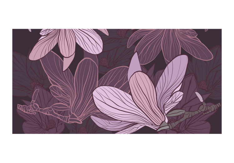 Wall Mural Dreamy flowers - motif with purple magnolias on a background held in shades of purple and pink 60819 additionalImage 1