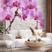 Photo Wallpaper Purple Delight - orchids submerged in water against a backdrop of a white wall 62019