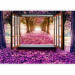 Wall Mural Window in the middle of the forest - view from the window on a purple landscape of trees and flowers 97319 additionalThumb 1