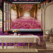 Wall Mural Window in the middle of the forest - view from the window on a purple landscape of trees and flowers 97319 additionalThumb 6