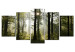 Canvas Print Green Light of Nature (5-part) - Nature's Glow in Forest Landscape 97519
