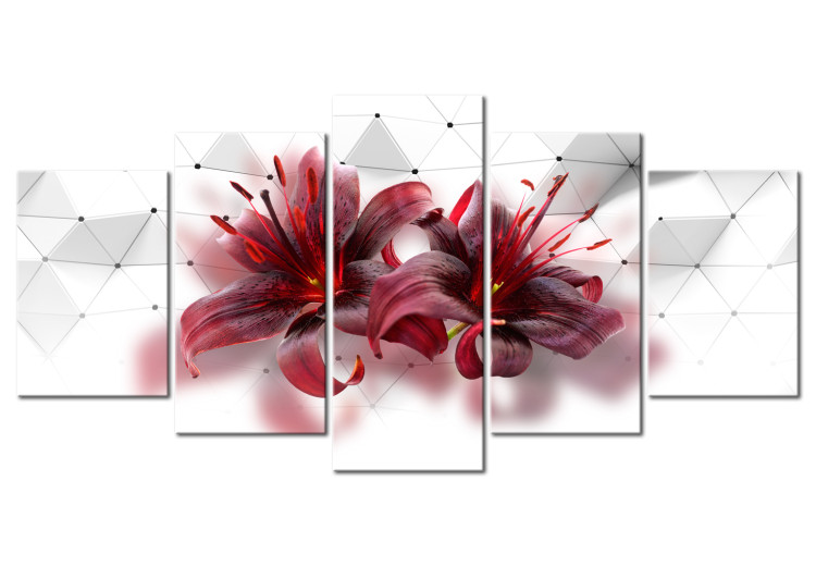 Canvas Art Print Flowers of Modernity - Red Lily on Abstract White Background 98019