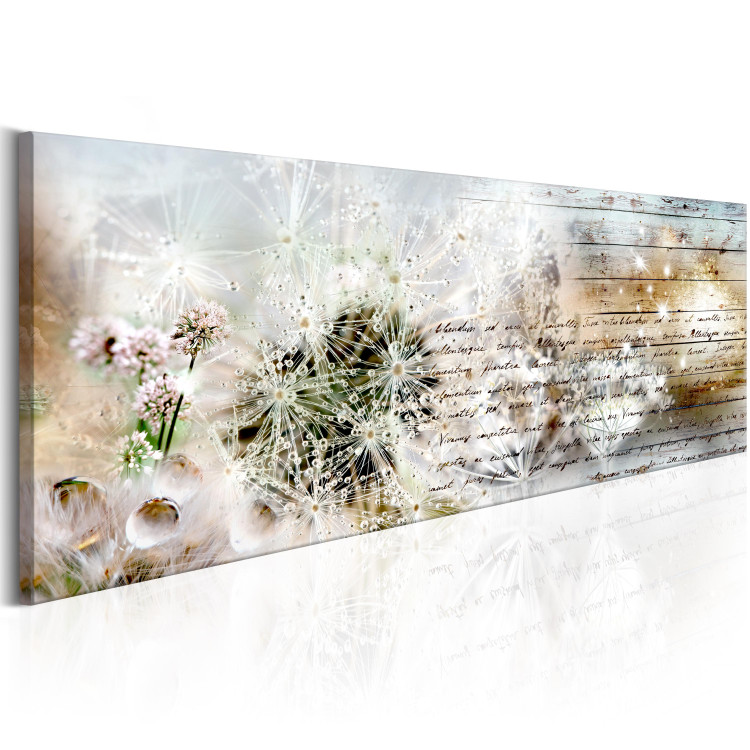 Canvas Fluffy Abstraction (1-piece) - Dandelions and Quotes on Wood 105729 additionalImage 2