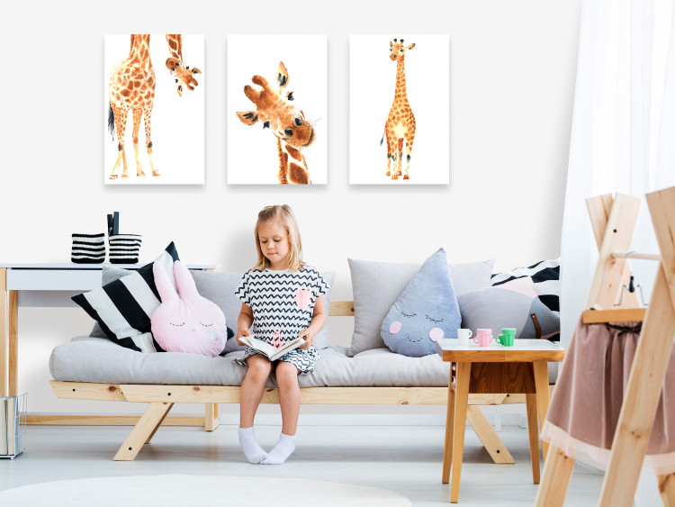 Canvas Art Print Funny Giraffes (3 Parts) 108329 additionalImage 3