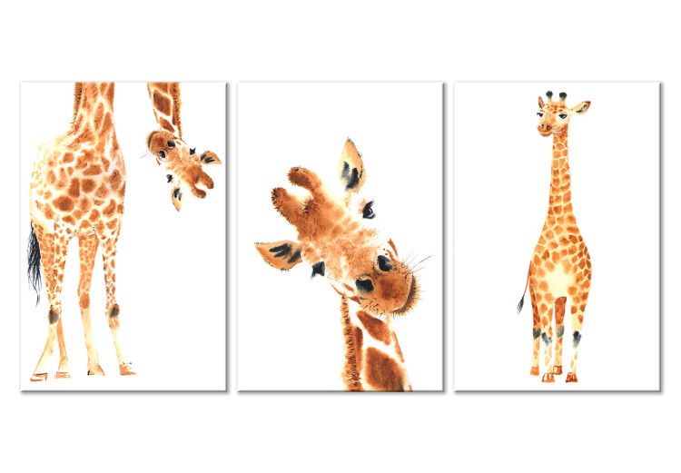 Canvas Art Print Funny Giraffes (3 Parts) 108329