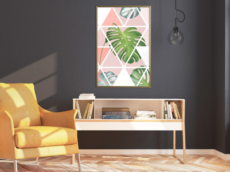 Poster Geometric monstera - abstract composition with tropical leaves 114329 additionalImage 7