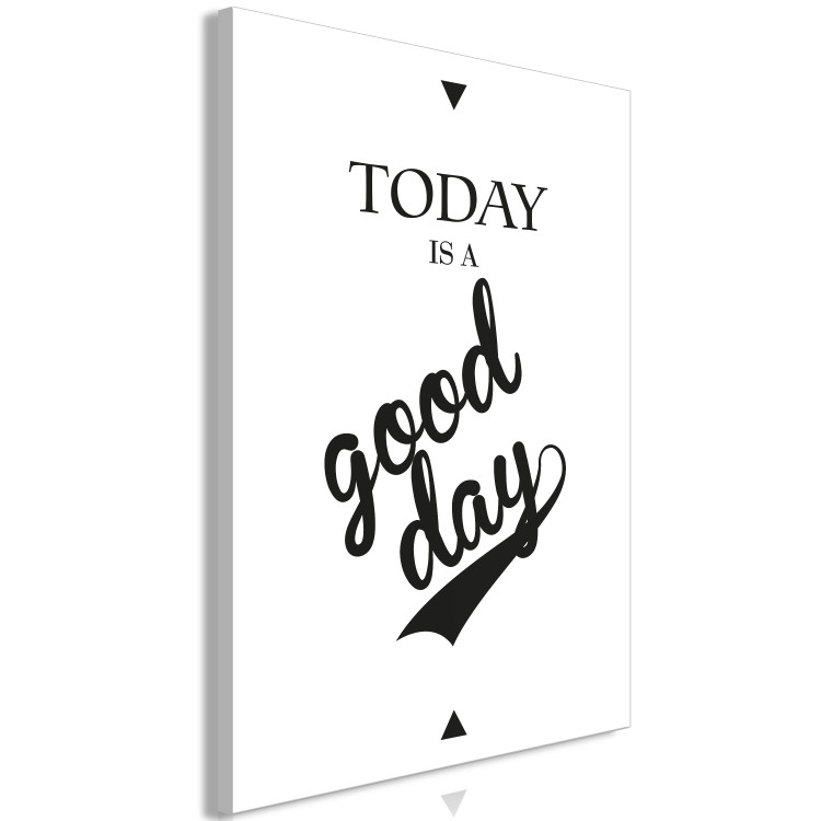 Canvas Good Day (1-part) - Black English Quote on White Background 114729 additionalImage 2