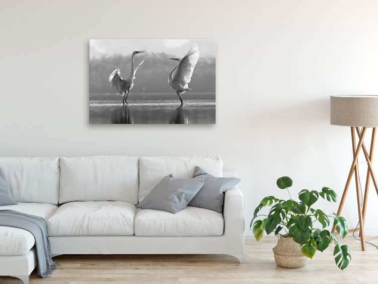 Canvas Print Birds' Love Dance (1-part) - White Swans Reflected in Water 115129 additionalImage 3
