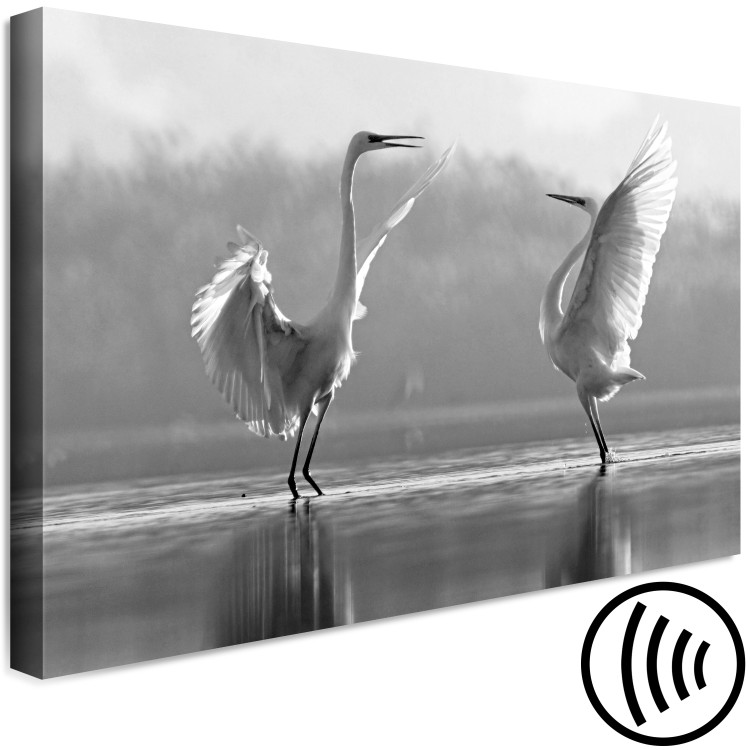 Canvas Print Birds' Love Dance (1-part) - White Swans Reflected in Water 115129 additionalImage 6