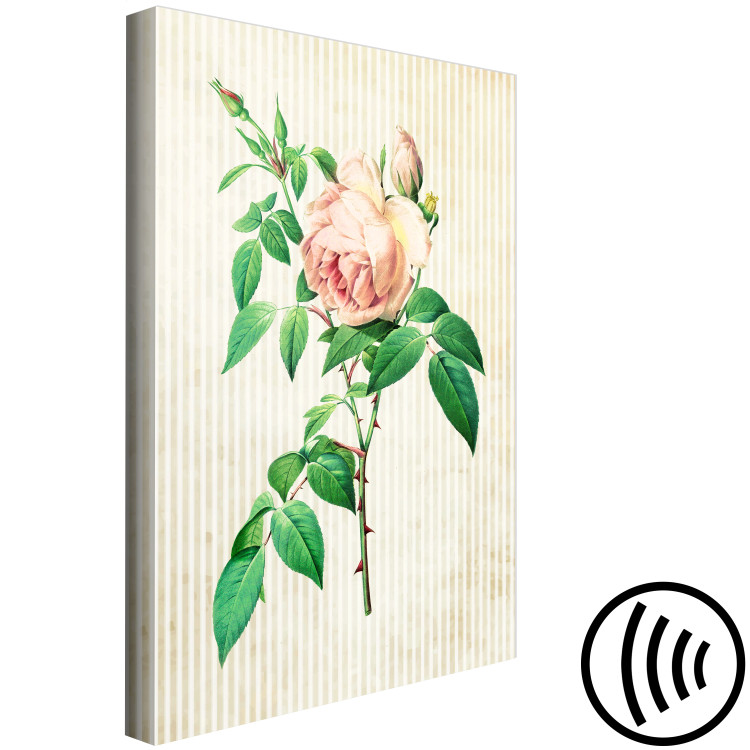 Canvas Print Delicate rose - thorny flower on a bright striped background 117329 additionalImage 6