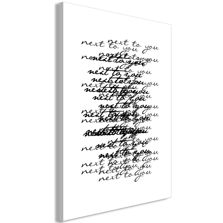 Canvas Print Next to you - many English inscriptions in black and white 117429 additionalImage 2
