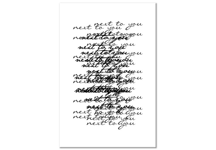Canvas Print Next to you - many English inscriptions in black and white 117429