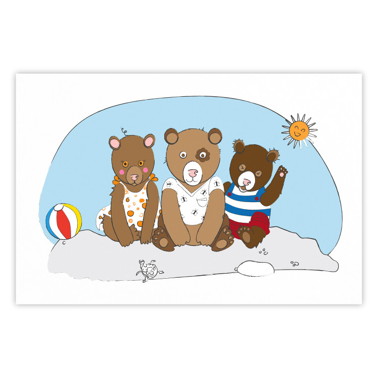 Wall Poster Bears on the Beach - animals on the sand during a sunny summer day 122729
