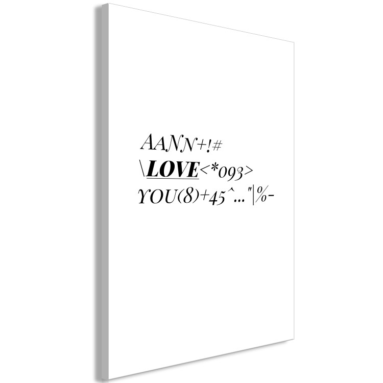 Canvas Print Mathematical code of love - minimalistic, black and white typography 122929 additionalImage 2