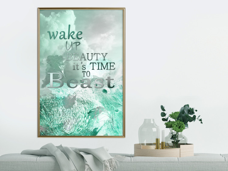 Poster Wake up Beauty It's Time to Beast - text on an abstract cloud background 123129 additionalImage 5