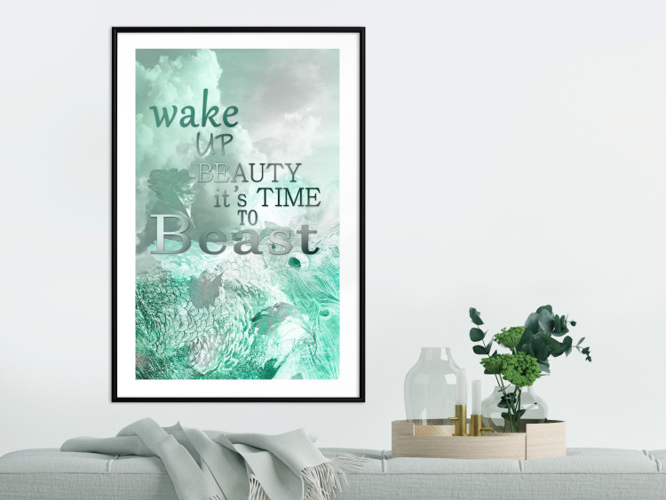 Poster Wake up Beauty It's Time to Beast - text on an abstract cloud background 123129 additionalImage 4