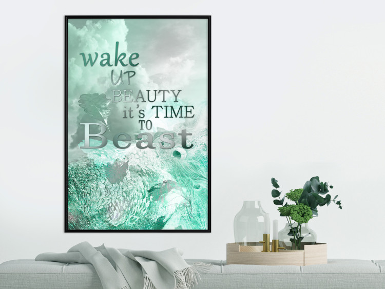 Poster Wake up Beauty It's Time to Beast - text on an abstract cloud background 123129 additionalImage 3