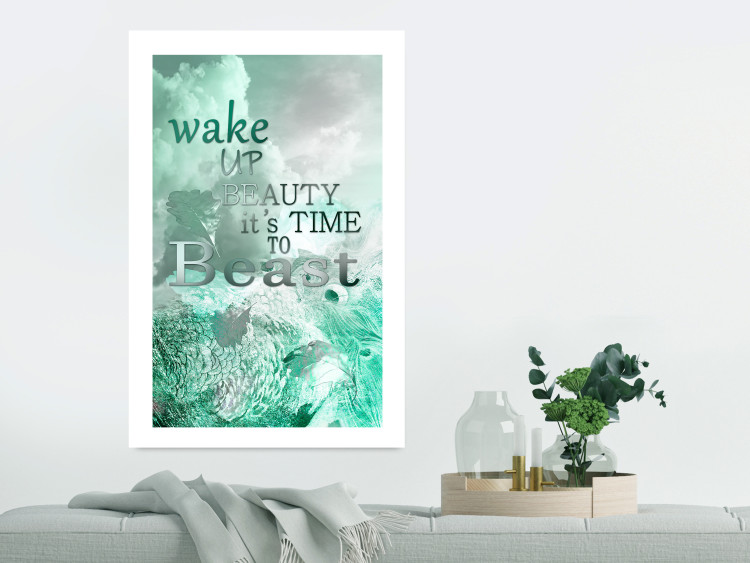 Poster Wake up Beauty It's Time to Beast - text on an abstract cloud background 123129 additionalImage 2