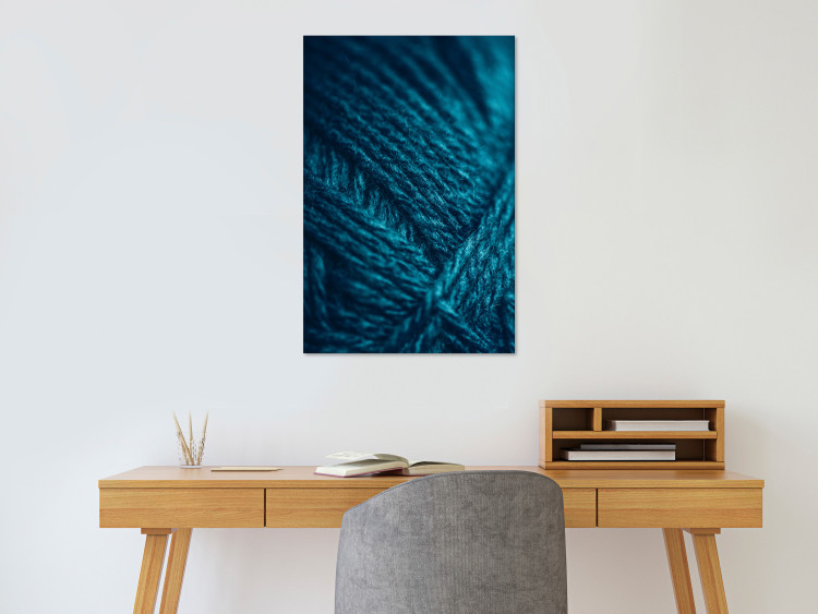 Canvas Art Print Emerald yarn - an enlarged fragment of a turquoise thread 124429 additionalImage 3