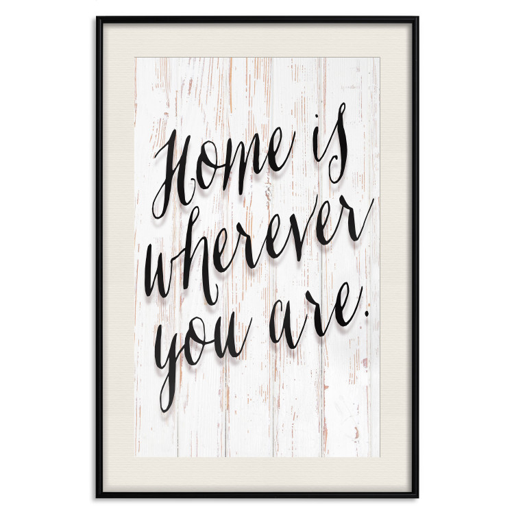 Wall Poster Home Is Wherever You Are - black English text on a wooden background 125229 additionalImage 18