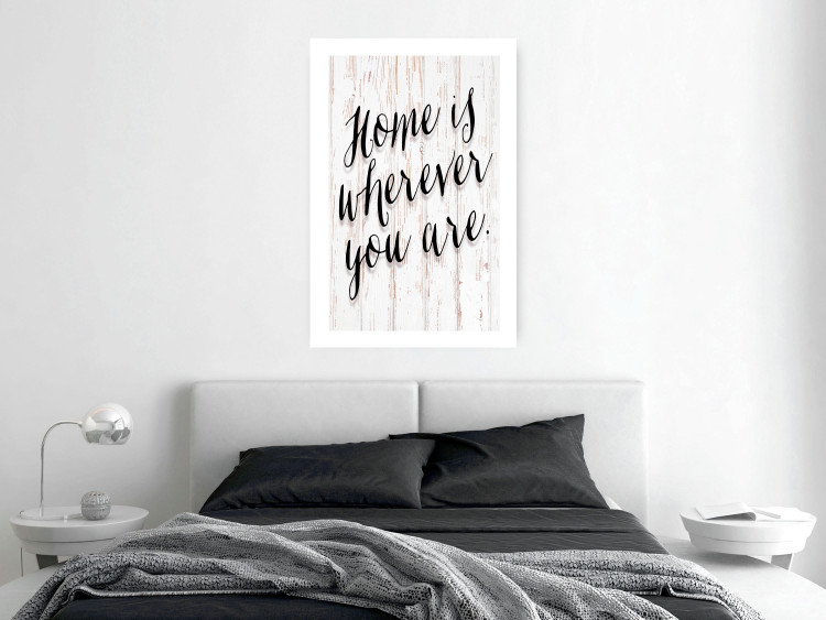 Wall Poster Home Is Wherever You Are - black English text on a wooden background 125229 additionalImage 4