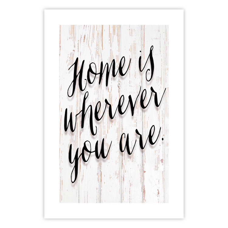 Wall Poster Home Is Wherever You Are - black English text on a wooden background 125229 additionalImage 19
