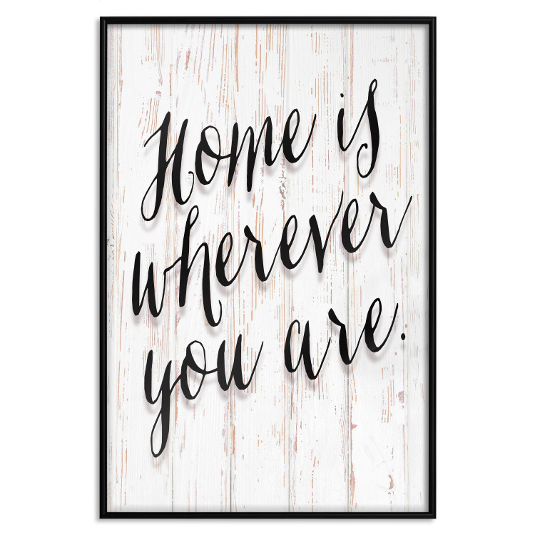 Wall Poster Home Is Wherever You Are - black English text on a wooden background 125229 additionalImage 18