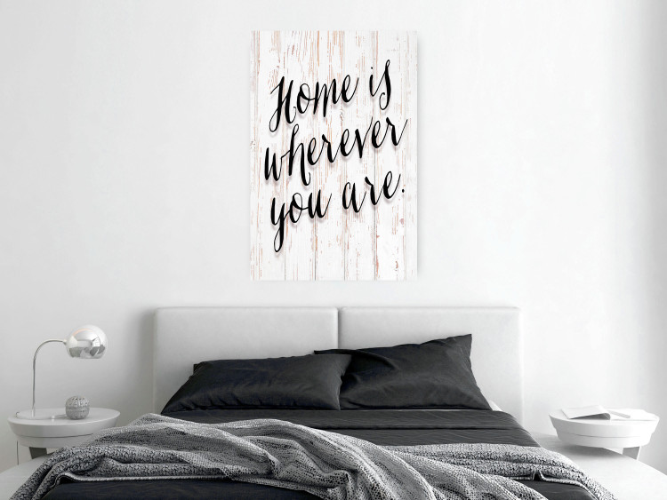 Wall Poster Home Is Wherever You Are - black English text on a wooden background 125229 additionalImage 23