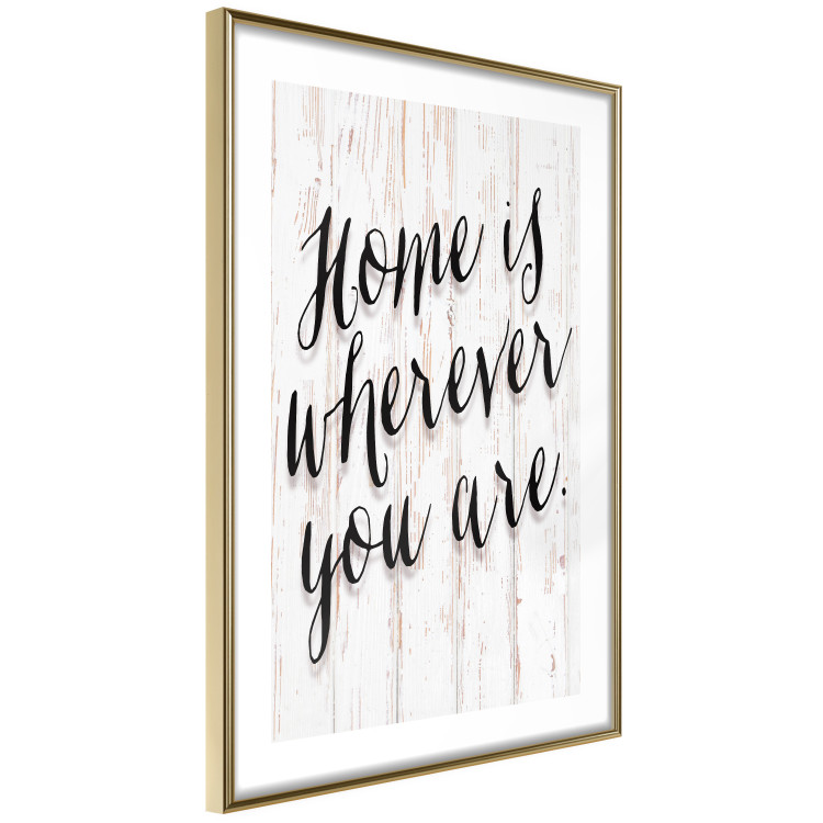 Wall Poster Home Is Wherever You Are - black English text on a wooden background 125229 additionalImage 8