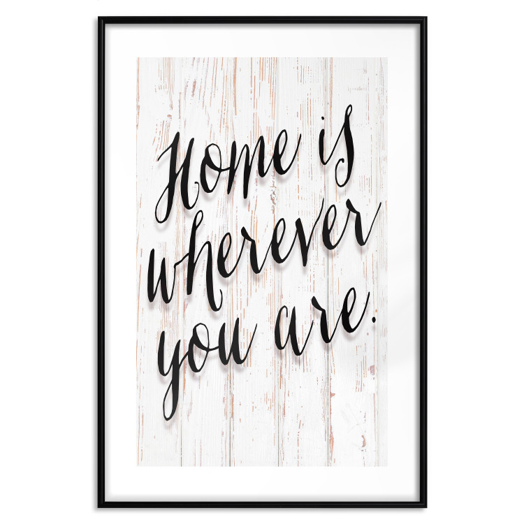 Wall Poster Home Is Wherever You Are - black English text on a wooden background 125229 additionalImage 15