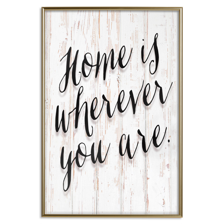 Wall Poster Home Is Wherever You Are - black English text on a wooden background 125229 additionalImage 20