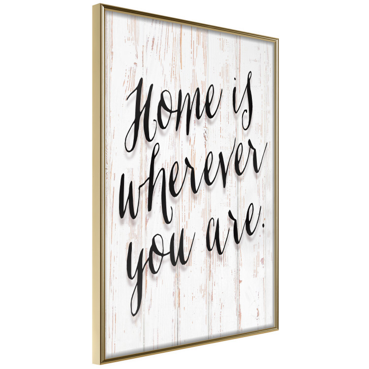 Wall Poster Home Is Wherever You Are - black English text on a wooden background 125229 additionalImage 12