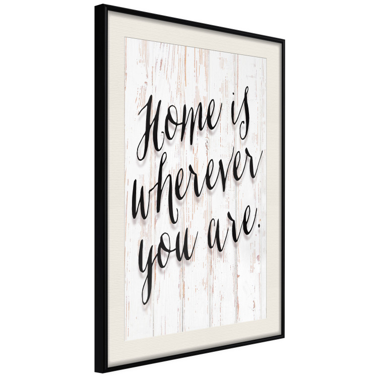 Wall Poster Home Is Wherever You Are - black English text on a wooden background 125229 additionalImage 3