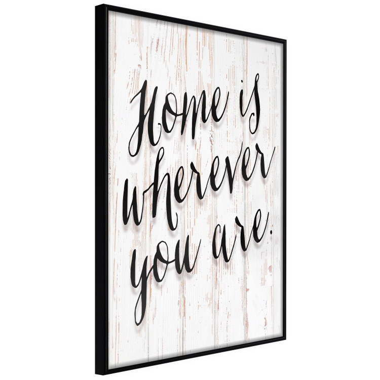Wall Poster Home Is Wherever You Are - black English text on a wooden background 125229 additionalImage 12