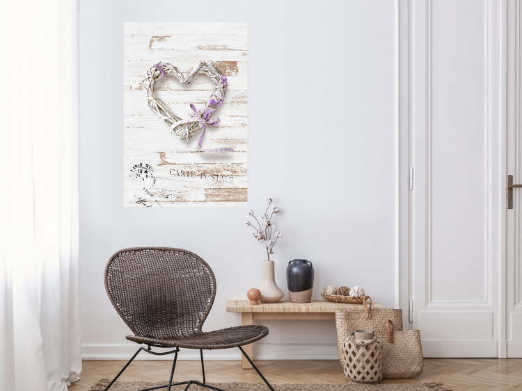 Wall Poster Intertwined Message - decorative heart on light wooden background 128029 additionalImage 2