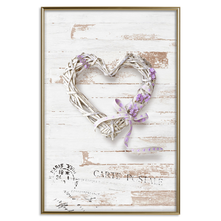 Wall Poster Intertwined Message - decorative heart on light wooden background 128029 additionalImage 17