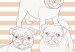Photo Wallpaper Empress dogs - illustrated funny pug dogs on a background in orange and white stripes, ideal for a child's room 129029 additionalThumb 7