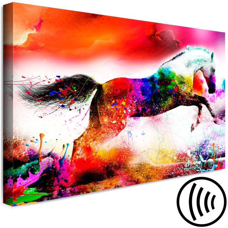 Canvas Print Merry Stallion (1-part) wide - abstract colorful animal 129529 additionalImage 6