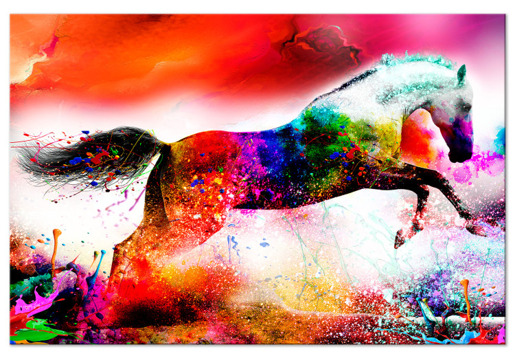 Canvas Print Merry Stallion (1-part) wide - abstract colorful animal 129529
